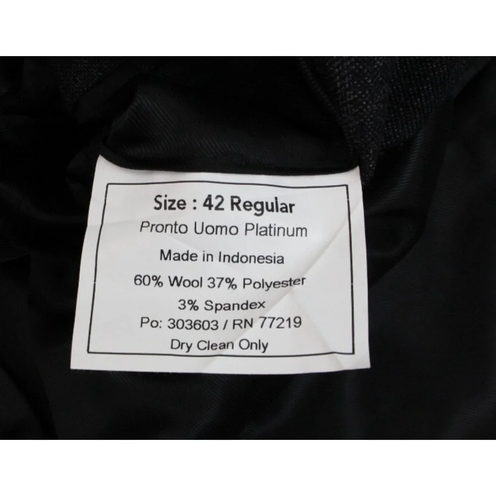 Pronto Uomo Platinum Blazer Jacket Mens 42R Windowpane Wool Blend Stretch Lined